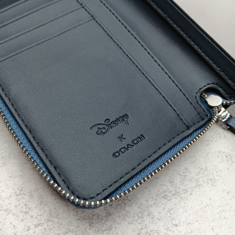 NEW Disney X Coach Medium Id Zip Wallet With Cinderella C2895 Silver/ Periwinkle - Picture 8 of 12